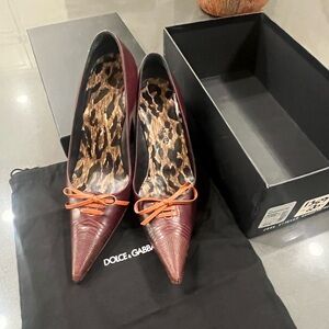 Dolce Gabana Vitello Granata/Ruggine (Burgundy/Rust) sz 7.5 retailed Saks $515